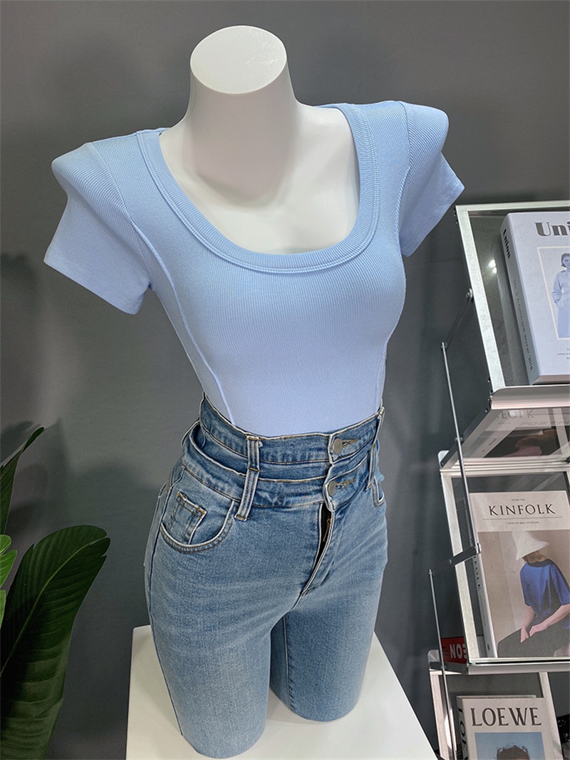 Base Layer Top - Slimming Effect Short Sleeve U-Neck T-Shirt