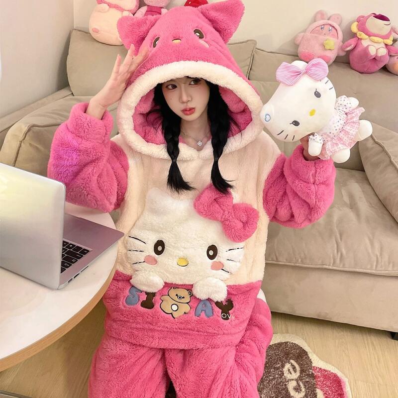Thermal Long John - Sanrios Cinnamoroll Coral Velvet Pajamas Women