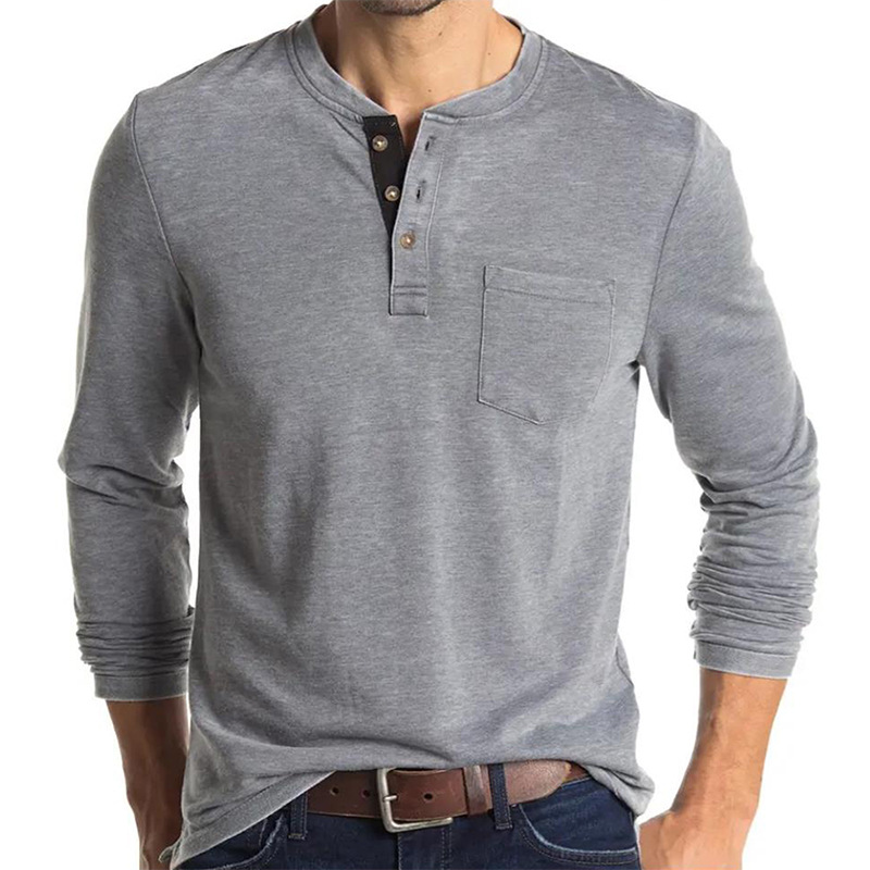 Men's Long Sleeve Henley Style - đánh giá và giá Undershirt Crew Neck