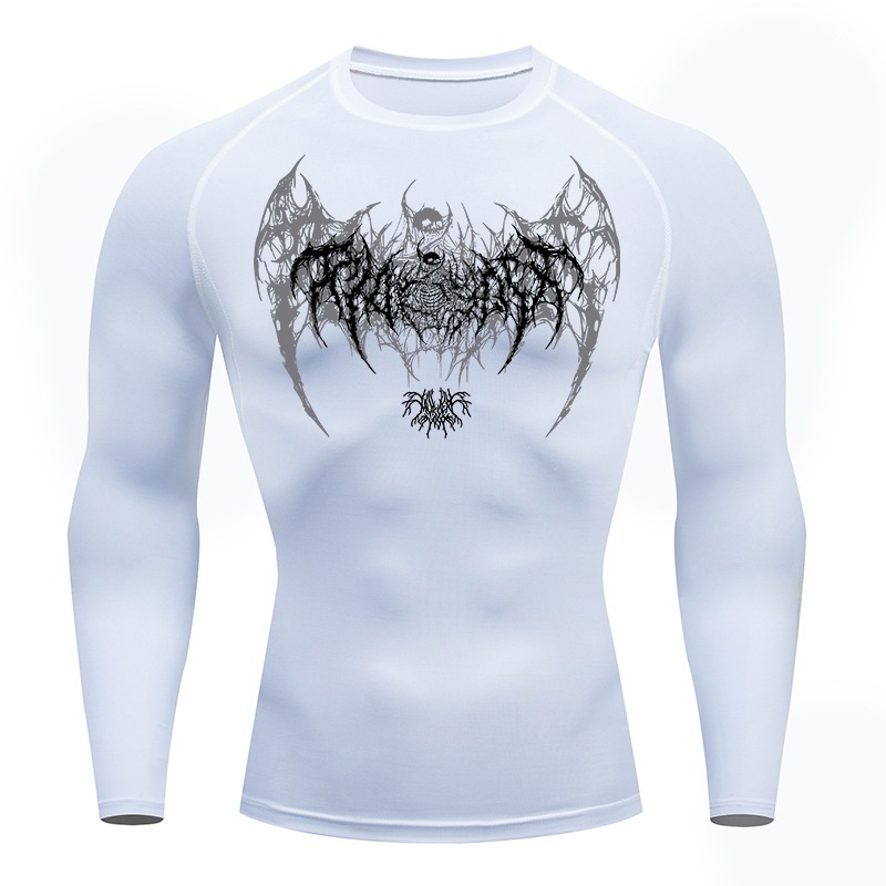 Skull Wings Print Long Sleeve  - đánh giá và giá Base Layer Top